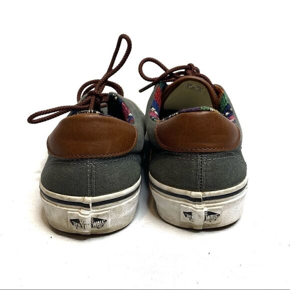 Vans off the wall gray canvas Aztec low top lace up skateboard shoes size 8 - Picture 9 of 16